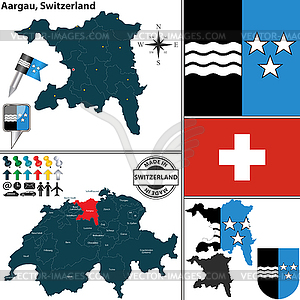 Map of Aargau, Switzerland - vector clip art