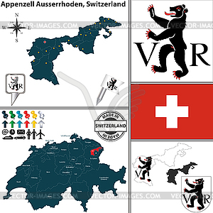 Map of Appenzell Ausserrhoden, Switzerland - vector clipart / vector image