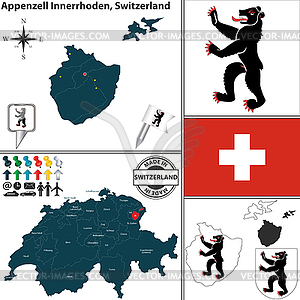 Map of Appenzell Innerrhoden, Switzerland - vector image