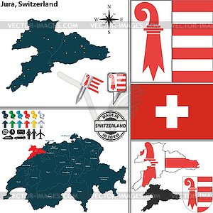 Map of Jura, Switzerland - vector clip art