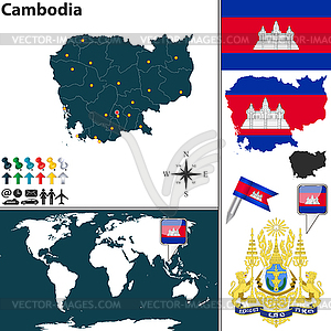 Map of Cambodia - vector clipart