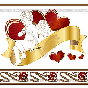 Cupid with heart - vector clip art
