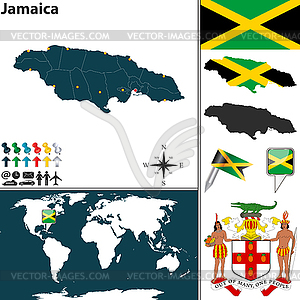 Карта Ямайки - векторный клипарт