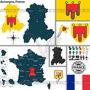 Map of Auvergne, France - vector clip art