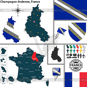 Map of Champagne-Ardenne, France - vector clipart