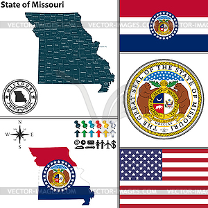 Map of state Missouri, USA - vector image