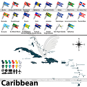 Political map of Caribbean - vector image