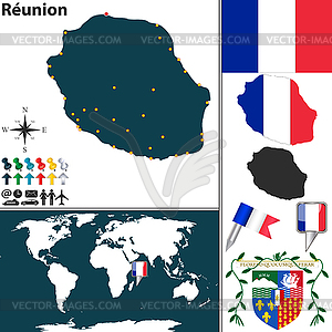 Карта Реюньон - клипарт в векторном виде