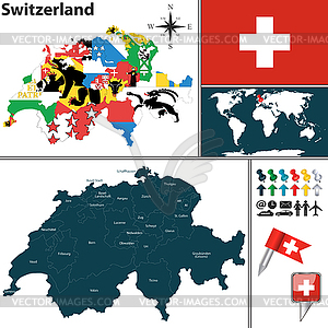 Map of Switzerland - vector clipart