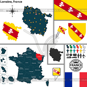 Map of Lorraine, France - vector image