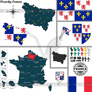 Карта Пикардия, Франция - изображение в векторном формате