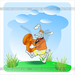 Rabbit with cymbals - vector image