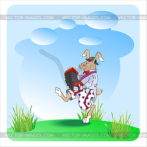 Rabbit with harmonica - vector image