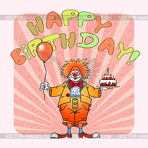 Happy birthday clown  - vector clip art