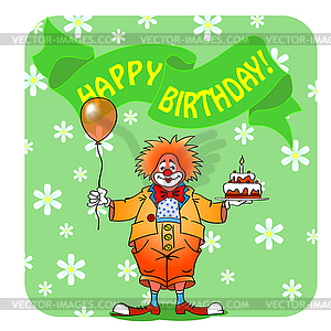 Happy birthday clown - vector image