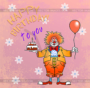Счастливы clown рождения - векторизованное изображение