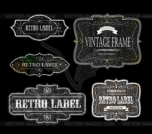 RETRO LABELS black - vector clipart