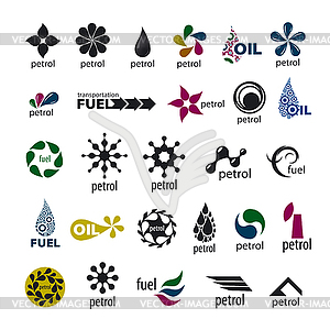 Collection of logos and fuel oil - vector image