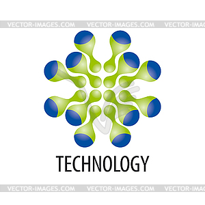 Technology logo in form of atoms - vector image