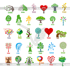 Самая большая коллекция логотипов стилизованное дерево - векторное изображение EPS