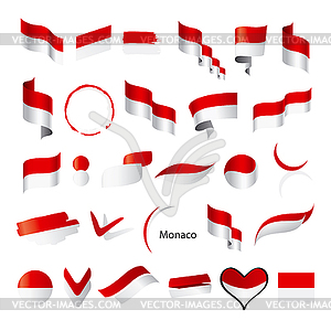 Biggest collection of flags of Monaco - vector image