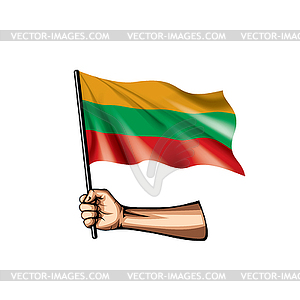 Lithuania flag and hand - vector clipart