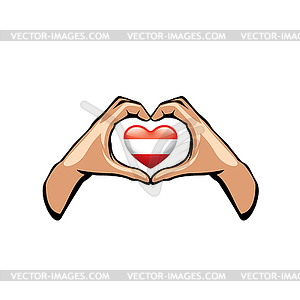 Austria flag and hand - vector clipart