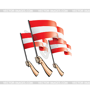 Austria flag and hand - vector EPS clipart