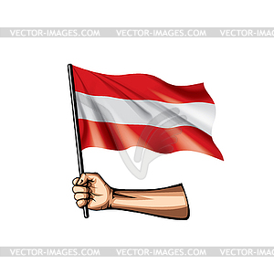 Austria flag and hand - vector clipart