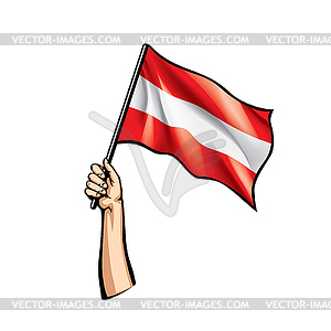 Austria flag and hand - stock vector clipart