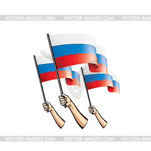 Russia flag and hand - vector clip art