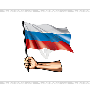 Russia flag and hand - vector clipart