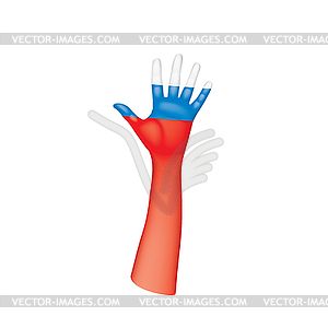 Russia flag and hand - vector clipart