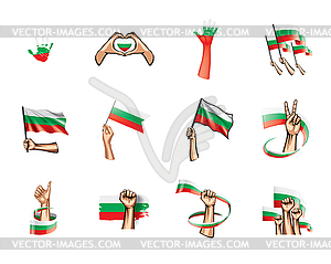 Bulgaria flag and hand - vector image