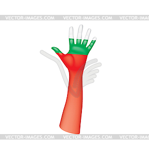 Bulgaria flag and hand - vector image