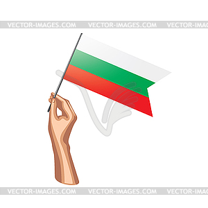 Bulgaria flag and hand - vector image