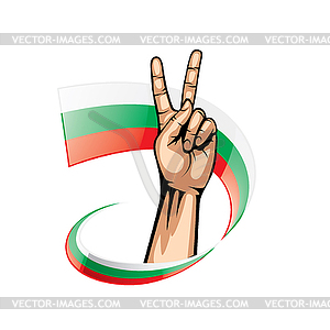 Bulgaria flag and hand - vector clip art