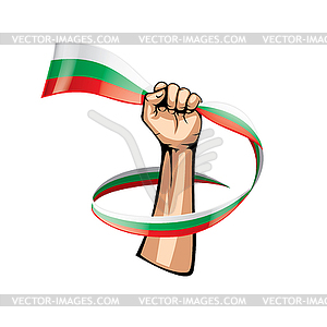 Bulgaria flag and hand - vector image