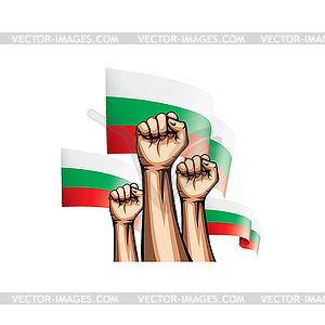 Bulgaria flag and hand - vector clip art