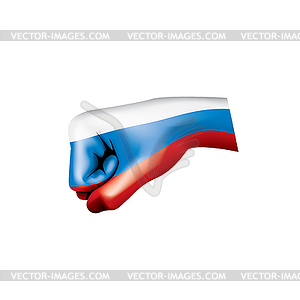 Russia flag and hand - vector image