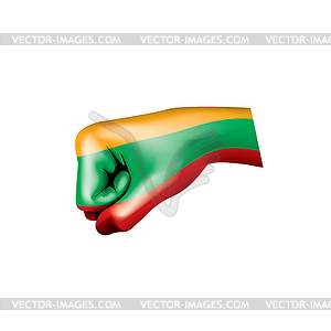 Lithuania flag and hand - vector clipart