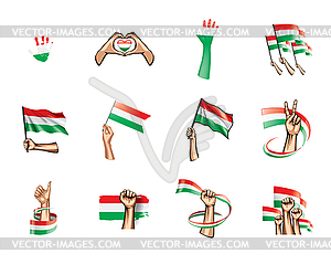 Hungary flag and hand - vector clip art