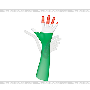 Hungary flag and hand - vector image