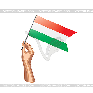 Hungary flag and hand - vector EPS clipart