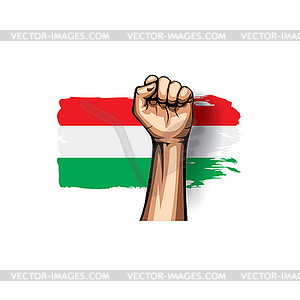 Hungary flag and hand - vector clip art