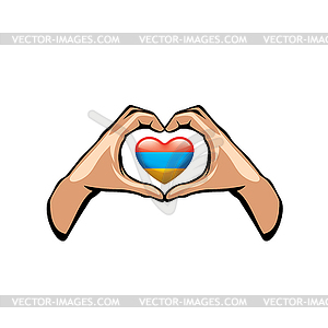 Armenia flag and hand - royalty-free vector image