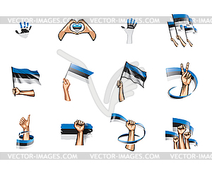 Estonia flag and hand - vector EPS clipart