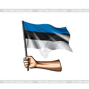 Estonia flag and hand - vector clipart