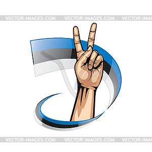 Estonia flag and hand - vector clipart