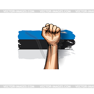 Estonia flag and hand - vector EPS clipart